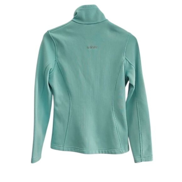 Spyder Core Full Zip Jacket Sz M Aqua Blue Performance Fleece Hiking Outdoor - Picture 2 of 16